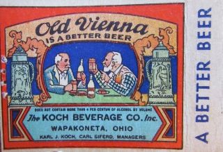 Old Vienna Beer: Wapakoneta,  Ohio (bobtail & Glue Stain On Back) - K1