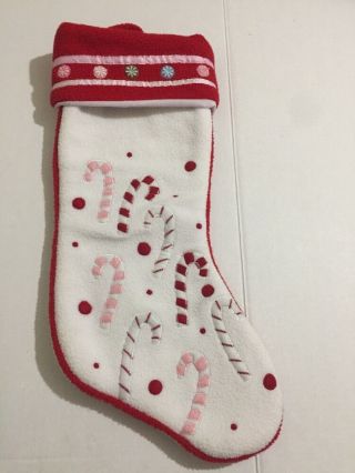 Christmas Stocking Red White Pink Candy Canes Sherpa 19 "
