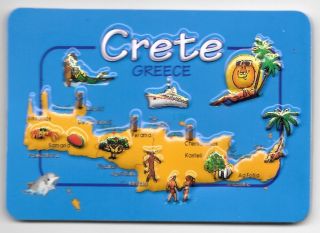 Greece Souvenir Fridge Magnet - Crete 9.  5cm X 6.  5cm