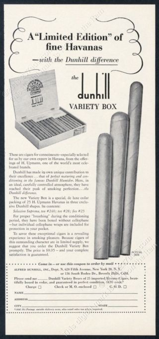1955 H.  Upmann Havana Cuba Cuban Cigar Photo Alfred Dunhill Vintage Print Ad