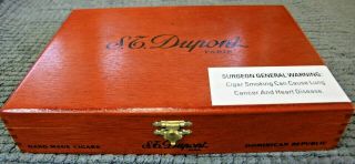 S.  T.  Dupont Paris Wood Cigar Box 25 Cigar Size Dominican Republic