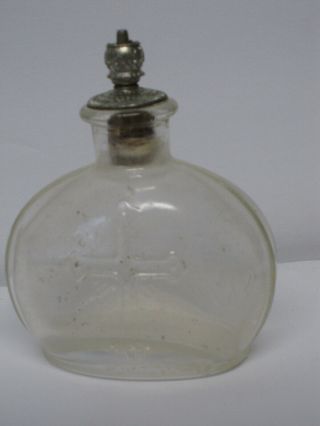 Vintage Holy Water Bottle With Crown Top And Cork Stopper
