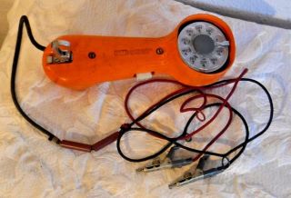 Automatic Electric Gte Lineman Butt Set W/rotary Dial And Line Wire - Orange