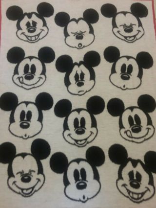 Mickey Mouse Blanket Reversible Biederlack Of America 70 X 50 Throw Blanket