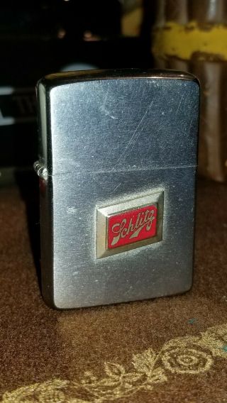 Vintage Schlitz Beer Zippo Lighter With Pipelighter Insert.