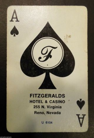 Fitzgeralds Hotel And Casino Ace Of Spades Vintage Playing Card
