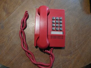 Vtg 1983 Gte Desk Top Telephone Push Button Dial Rare Red Color