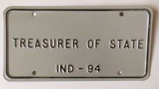 1994 Indiana State Treasurer License Plate Political Rare