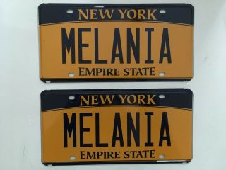 2011 York License Plate Pair Plates Yom Vanity Melania (trump? Who Knows)