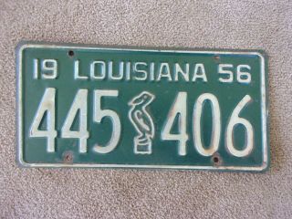 1956 Louisiana Pelican License Plate 445 - 406