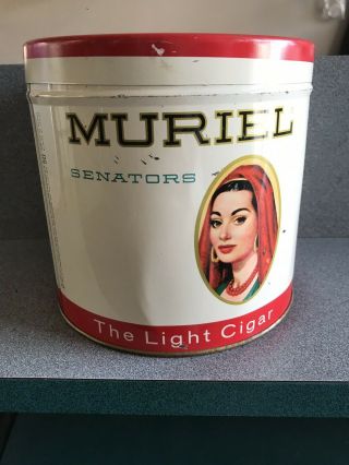 Vintage Muriel Senators 50 Cigar Tin " The Light Cigar " Tobacco Collectible