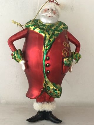 Tall Chubby / Fat Santa Hand Blown Glass Christmas Ornament Radko? Adler?