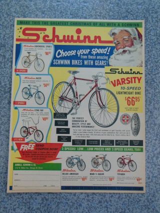 Vintage 1963 Schwinn Stingray Bicycle Christmas Advertisement