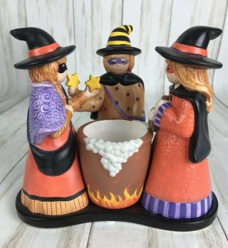Yankee Candle 3 Young Witches Stirring Cauldron W/ Stars Rare