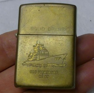Uss Vicksburg Cg 69 Solid Brass Zippo Lighter 1932 1991