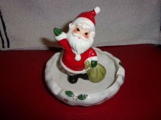 Vintage Christmas Santa Claus Ashtray Nut Or Candy Dish Josef Originals