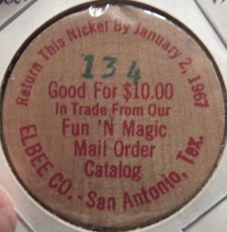 Vintage Elbee Co.  San Antonio,  Tx Wooden Nickel - Token Texas 2