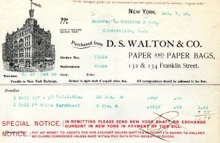 Oct.  7,  1905 D.  S.  Walton & Co.  Paper And Paper Bags Paper Invoice