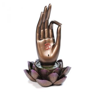 Buddha Hand Incense Burner 6.  25 " Buddhist Vitarka Mudra Holder Yoga