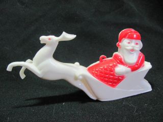 Vintage Hard Plastic Santa Sleigh Reindeer Candy Container Ornament