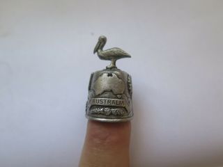 Pewter Thimble Australian Pelican Made In England 3 Dimensional 1980s