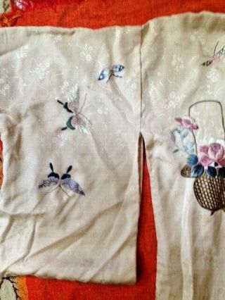 Japanese silk Kimono hand embroidered baskets of flowers 2
