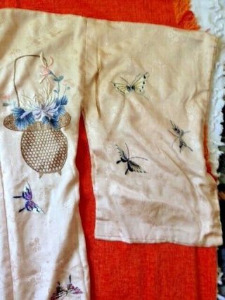 Japanese silk Kimono hand embroidered baskets of flowers 4