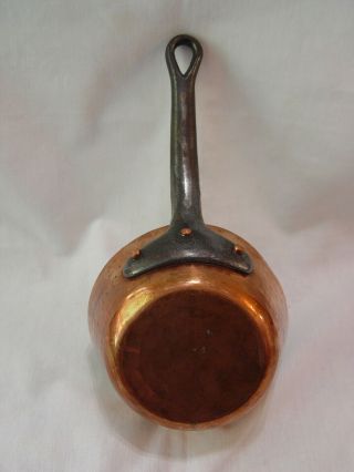 Villedieu Ml France Hammered Copper 6 " Sauce Pot Tin Lined Heavy Handle