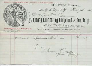 1886 Letterhead Billhead Albany Lubricating Compound And Cup Company York Ny