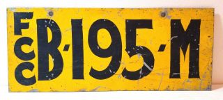 1940s Fcc Vintage Hand - Painted Plate,  Yellow; Airport Runway Sign?