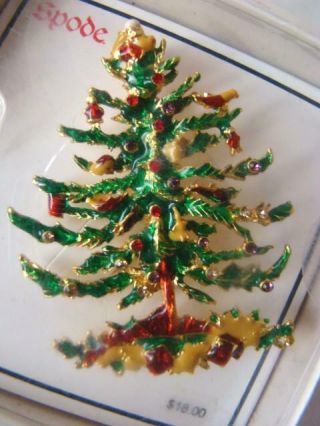 Lovely Vintage Spode Brooch Pin Christmas Tree,
