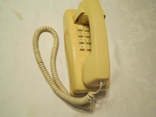 Vintage Tan At&t Corded Wall Mounted Telephone Dial Phone 100