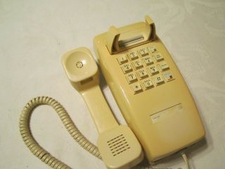 Vintage Tan AT&T Corded Wall Mounted Telephone Dial Phone 100 4