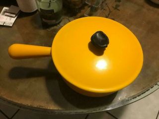 Vintage Cousances (le Creuset) Enameled,  Cast Iron Pot Sauce Pan 20 Yellow