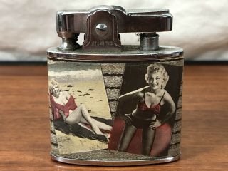 Vintage 1950’s Pin Up Girl Atlantis Lighter Cigarette Lighter Japan