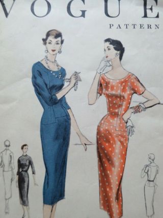 Vogue 8548 Vintage 1955 Dress Sewing Pattern Size 20 Bust 38 50s 1950s Complete