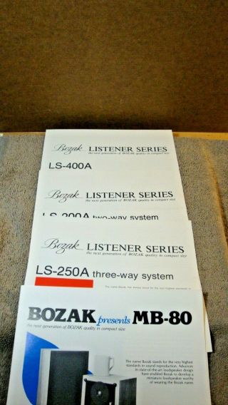1970s Bozak Speakers Mb - 80 Ls - 200a Listener Series 4 Sheets With Specs
