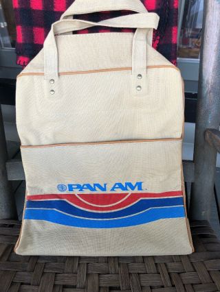 1981 Pan Am Airlines Vintage Flight Attendant Pilot Beige Canvas Tote Bag