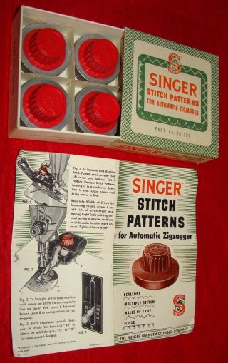Vintage Boxed 1954 Singer Sewing Machine Automatic Zigzagger,  Stitch Patterns 4