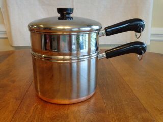 Revere Ware Stainless 3 Quart Saucepan W/steamer Insert Copper Bottom Clinton,