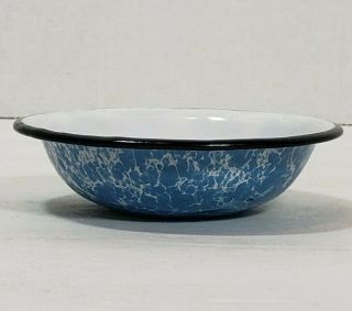 Vintage Small Child Size 3 " Blue Graniteware Enamelware Bowl