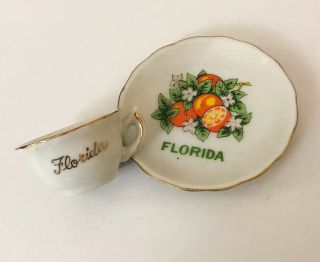 Vintage Florida Souvenir Tea Cup And Saucer 1970s 1980s Era Travel Nostalgia