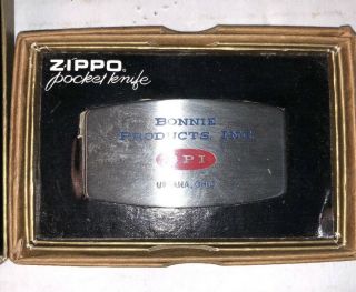 2 - VINTAGE ZIPPO RULE/KNIFE W BOX ADS for (Bonnie Products BPI Ohio) 3