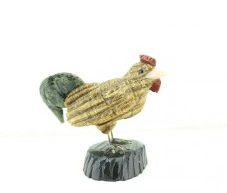 Rooster Natural Stone Hand Carved 4 " Bird Figurine 13