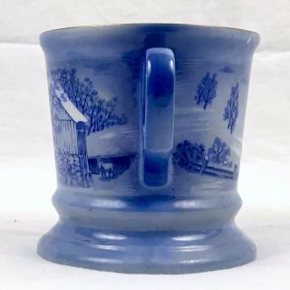 RARE Vintage Currier & Ives Homestead in Winter Shaving Mug blue & white Cup 4