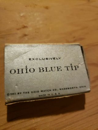 Vintage Full Box Ohio Blue Tip Matches Ohio Match Co Wadsworth Ohio 20 Cu.  In.