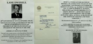 Republican Governor Hampshire State Senator Dwinell Letter Signed Concord Nh