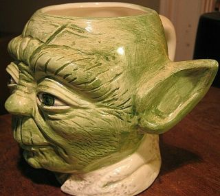 Vintage Star Wars Yoda Ceramic Green Color Coffee Mug Cup Handle Lucasfilm Ltd.