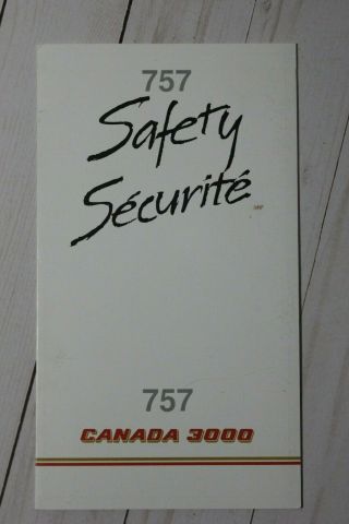 Canada 3000 Airlines Boeing 757 Safety Card - 2001