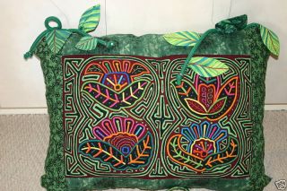 Kuna Geometric Abstract Folk Art Mola Hand Stitched Applique Panel Fish Hook 39B 7